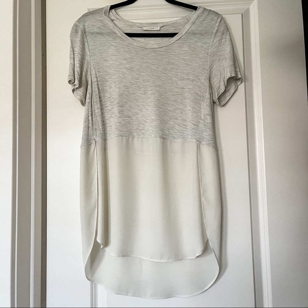 Lush White and Gray Short Sleeve Blouse Size M